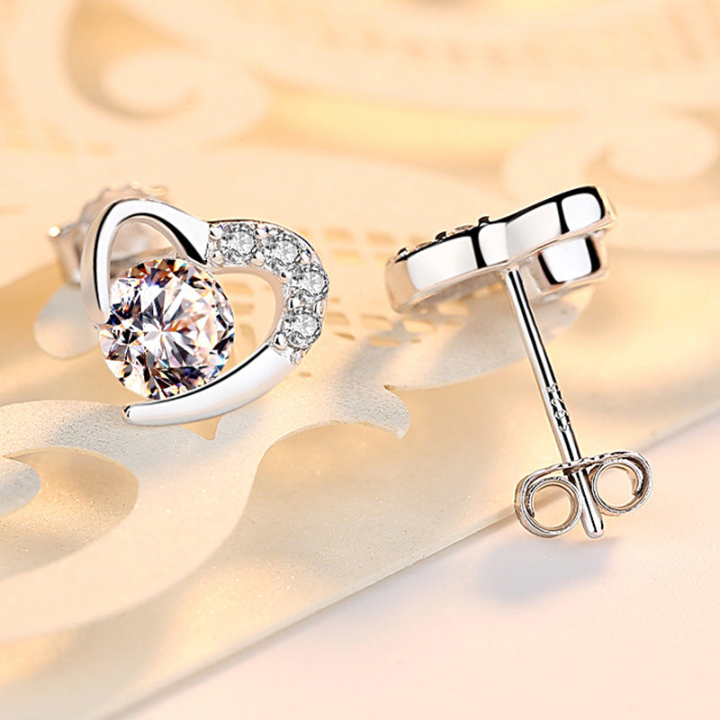 Heart Stud Earrings 925 Sterling Silver