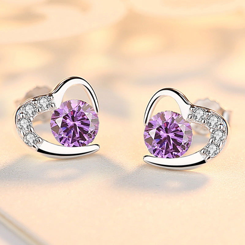 Heart Stud Earrings 925 Sterling Silver