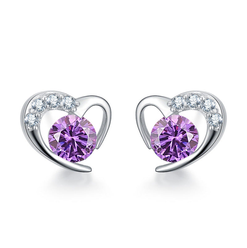 Heart Stud Earrings 925 Sterling Silver