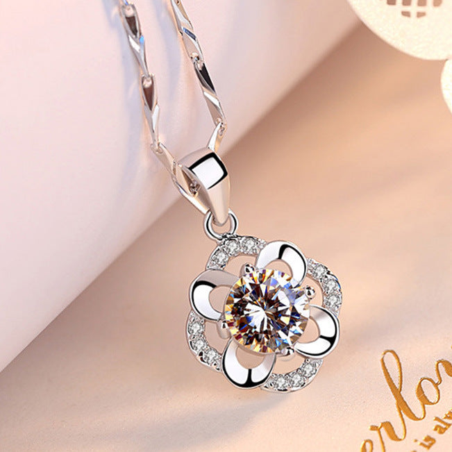 Sterling Silver 999 Lucky Four leaf clover Necklace for women