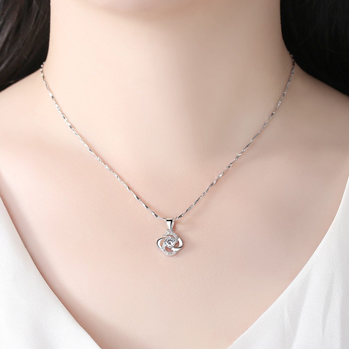 Four Leaf lucky necklace women sterling silver
