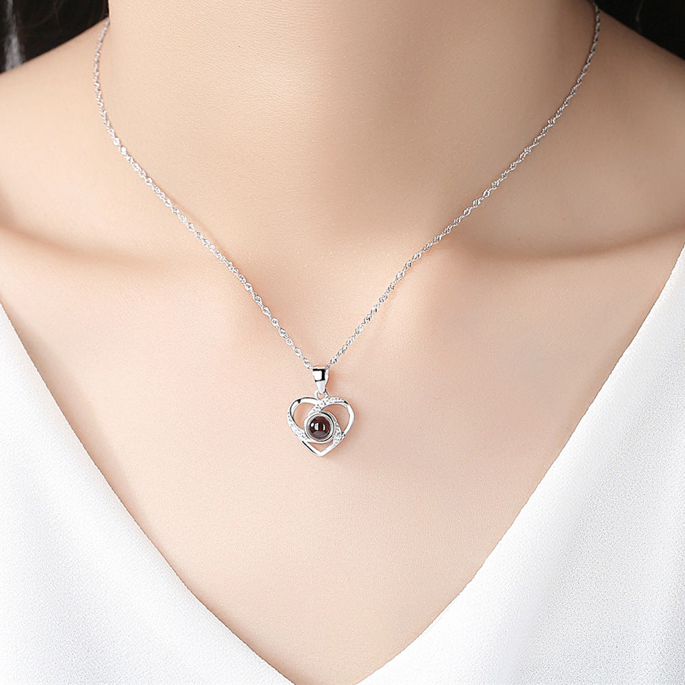 100 Language I Love You Heat Necklace Silver