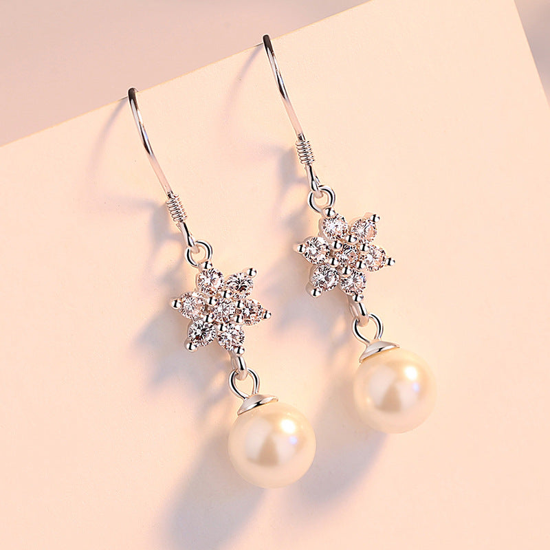 Snowflakes Pear Dangle Earrings