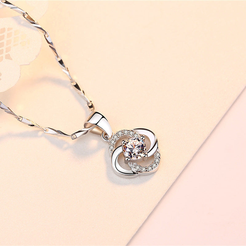 Four Leaf lucky necklace women sterling silver