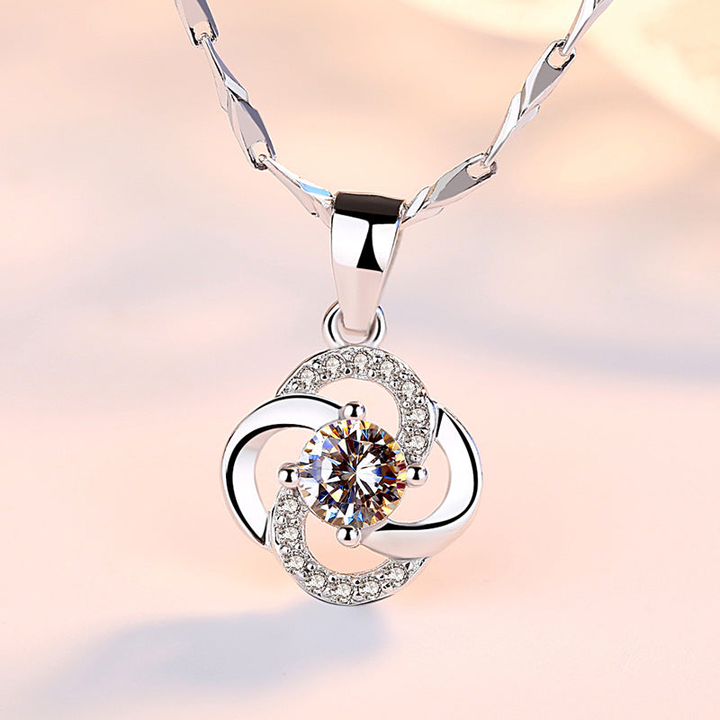 Four Leaf lucky necklace women sterling silver
