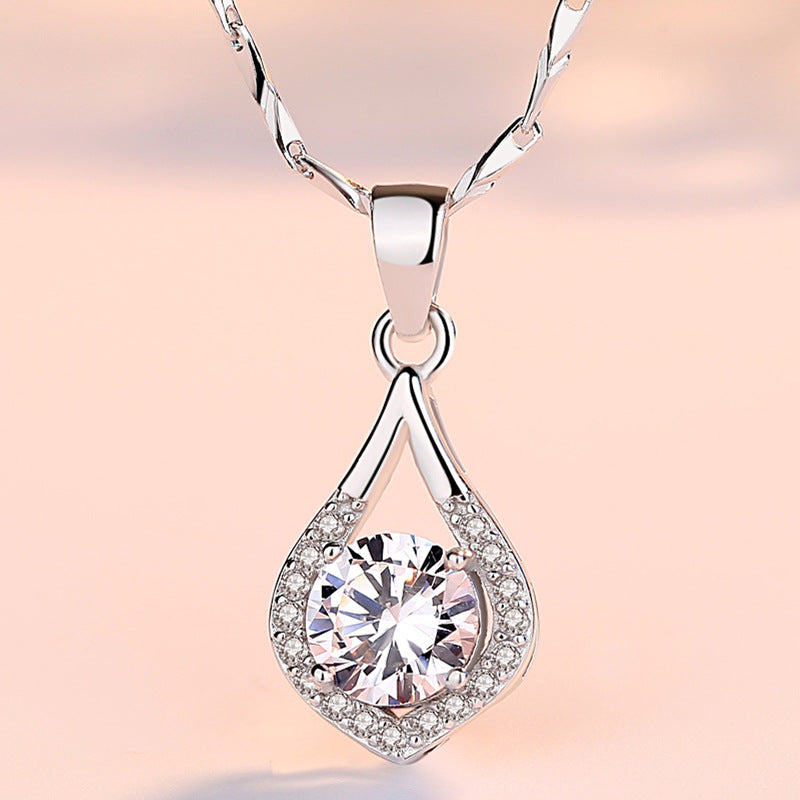 Women Teardrop Necklace Sterling Silver