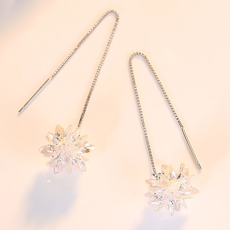 Iced Flower Dangle Drop Earrings