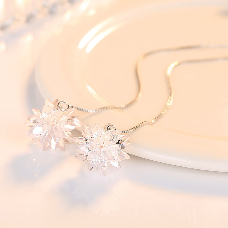 Iced Flower Dangle Drop Earrings