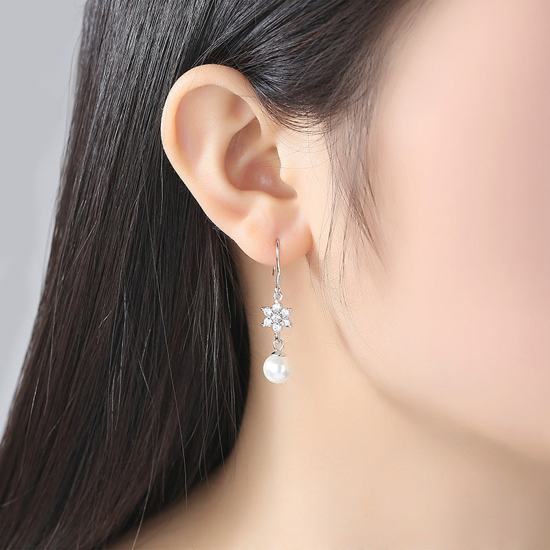 Snowflakes Pear Dangle Earrings