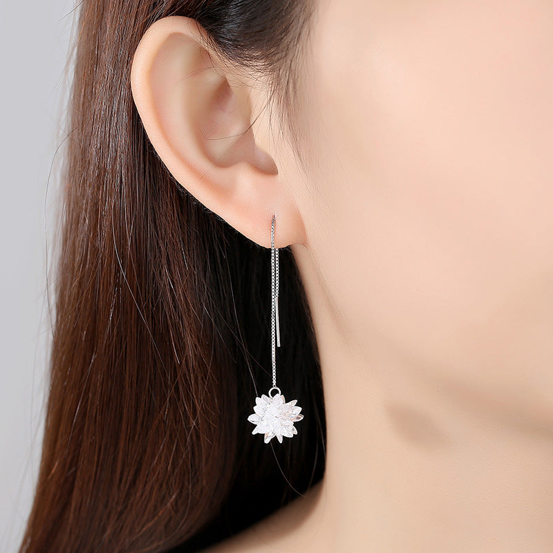 Iced Flower Dangle Drop Earrings