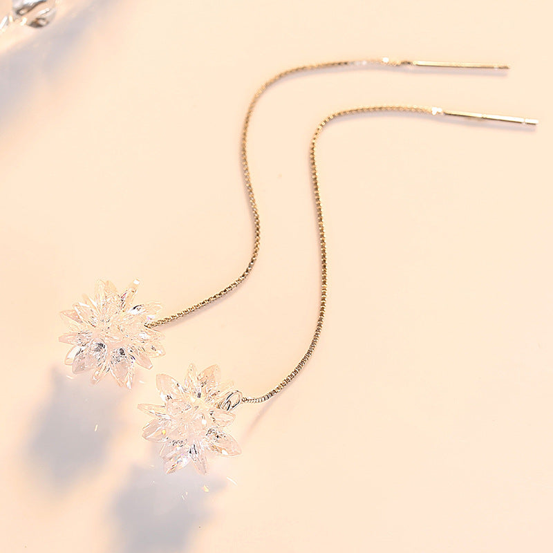 Iced Flower Dangle Drop Earrings