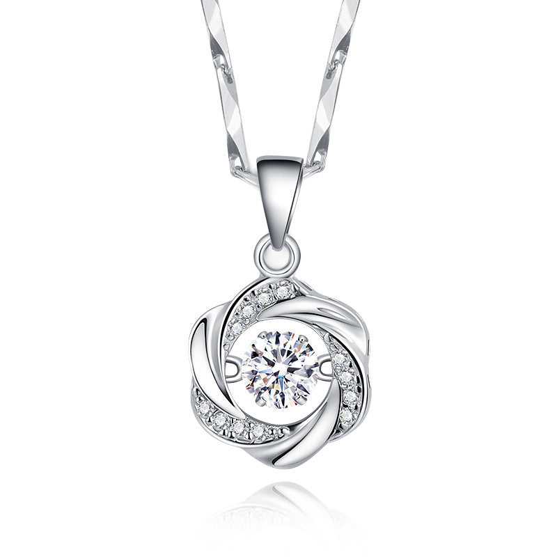 Sterling Silver Women Flower Necklace