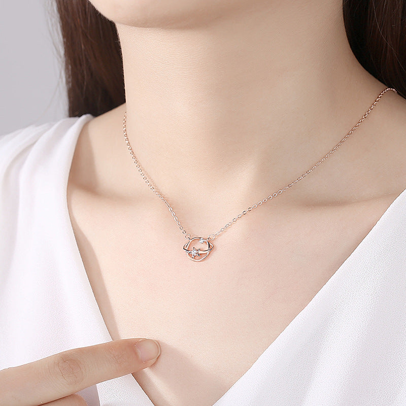 Planetary Universe Women Necklace Silver