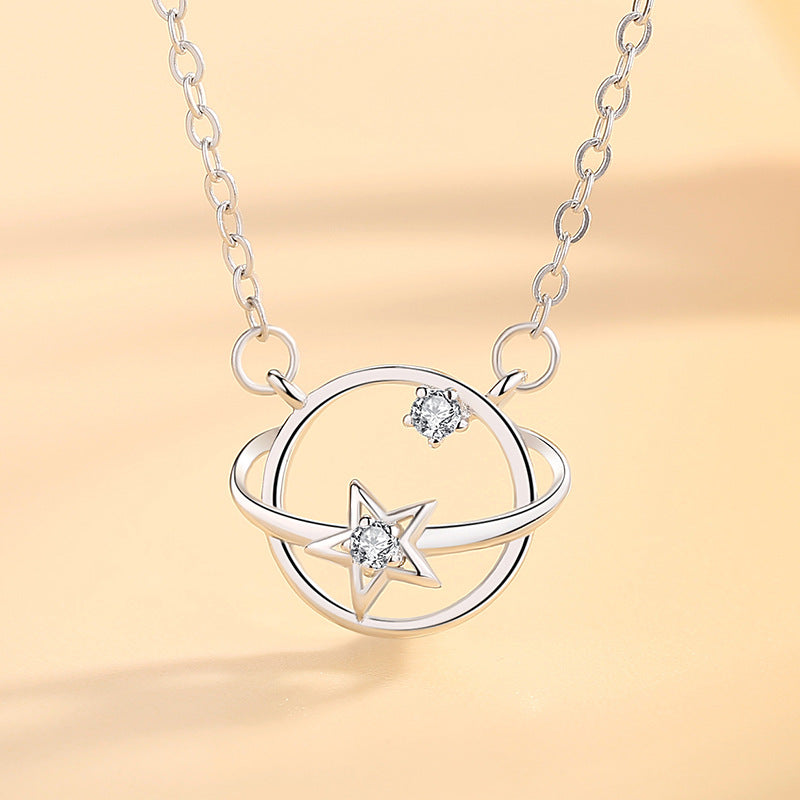 Planetary Universe Women Necklace Silver