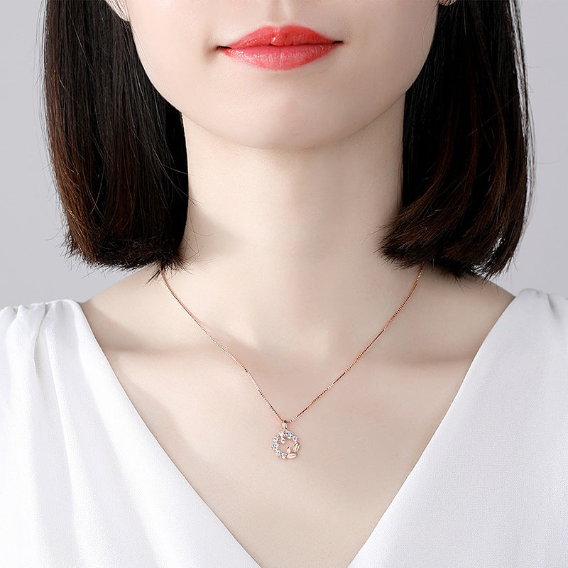 Leaf Flower Necklace Silver
