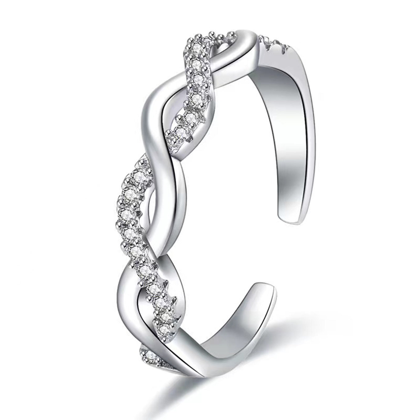 MOOSKI 925 Sterling Silver Infinity Eternity Band Ring Adjustable