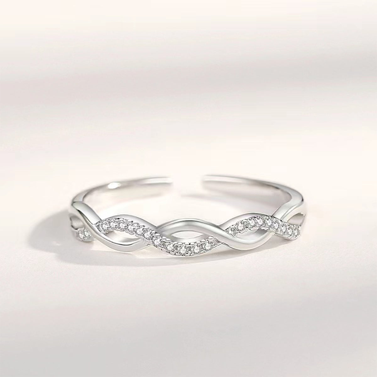 MOOSKI 925 Sterling Silver Infinity Eternity Band Ring Adjustable