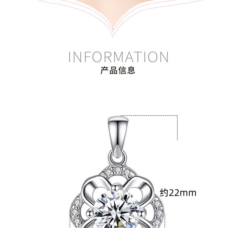 Sterling Silver 999 Lucky Four leaf clover Necklace for women