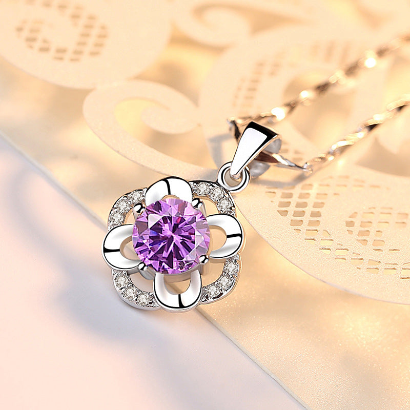 Sterling Silver 999 Lucky Four leaf clover Necklace for women