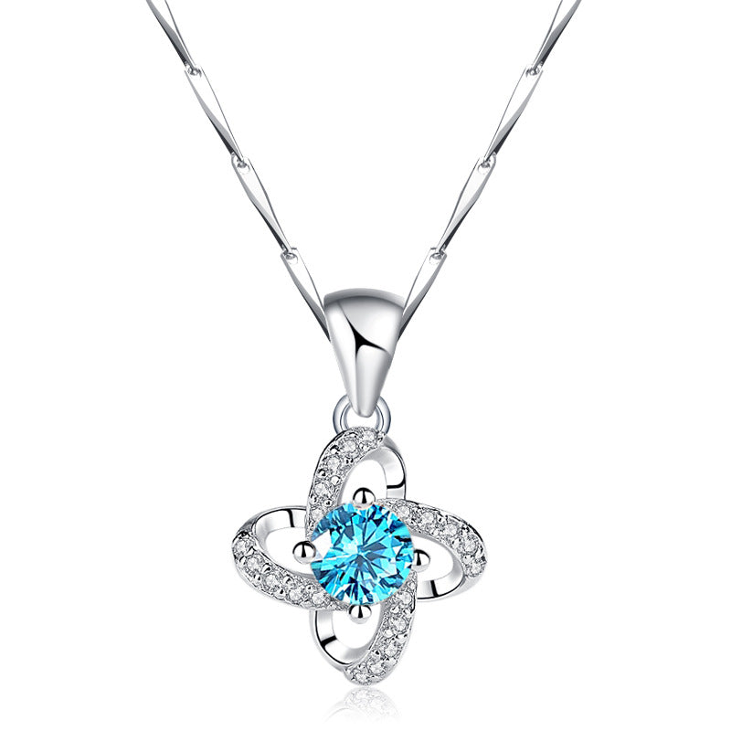 Lucky four leaf necklace sterling silver 999