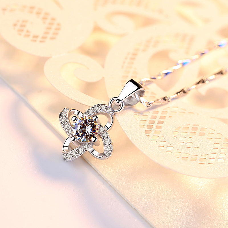 Lucky four leaf necklace sterling silver 999