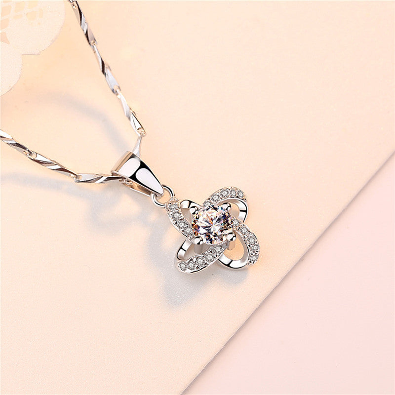 Lucky four leaf necklace sterling silver 999
