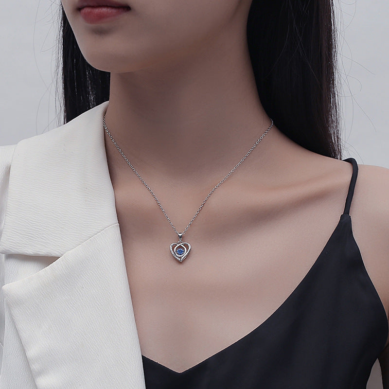Dancing stone heart necklace sterling silver