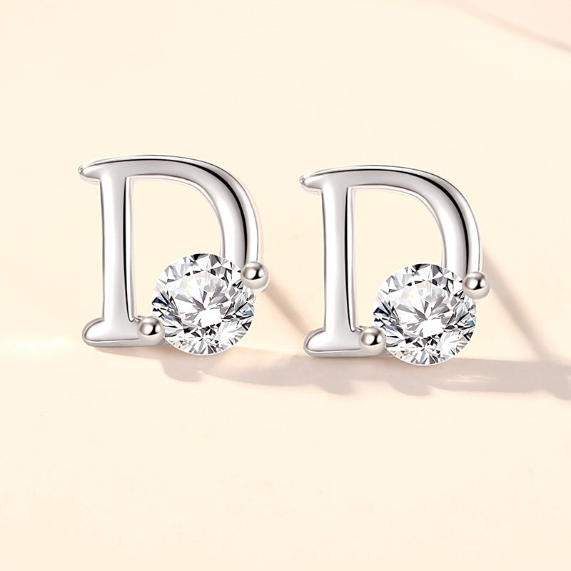 D Letter Stud Earrings