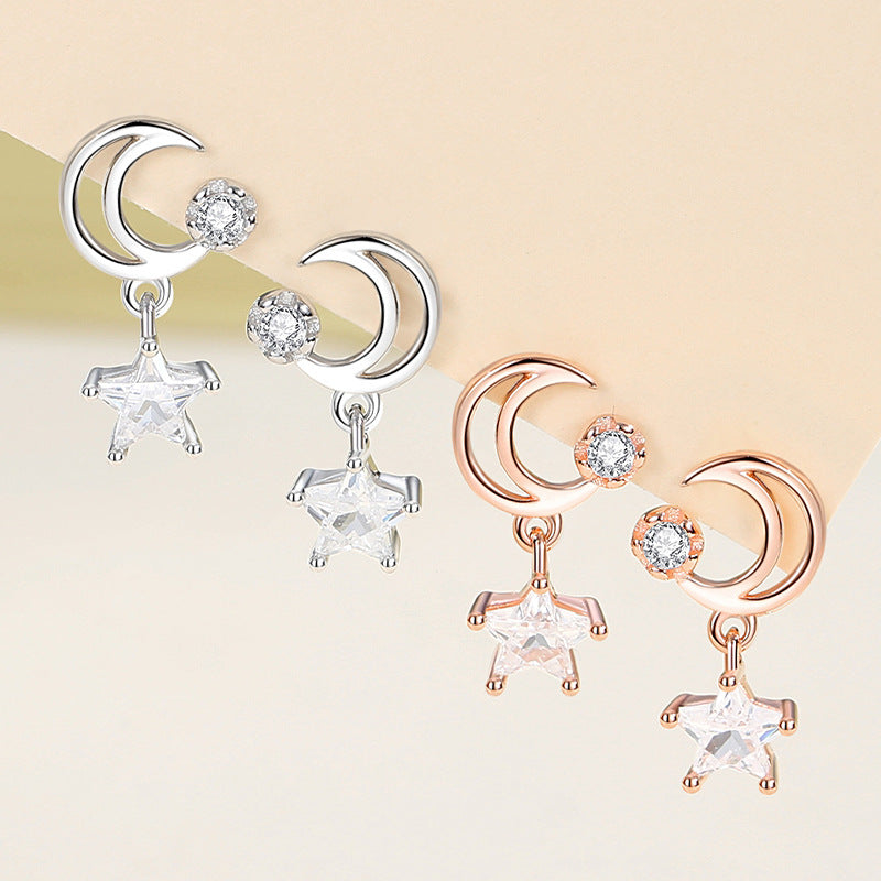 Moon Star Stud Earrings