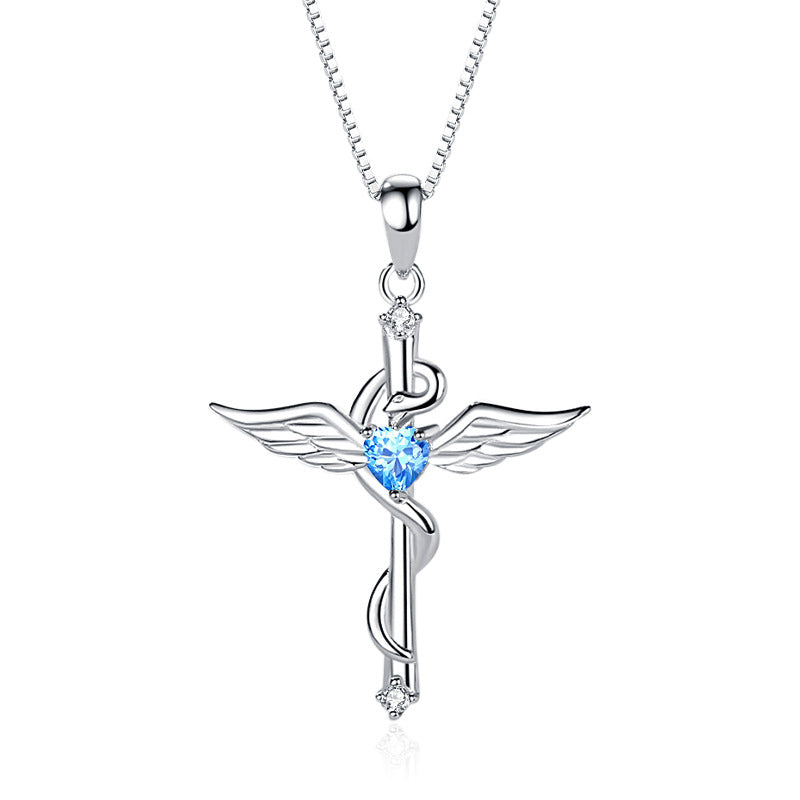 Angel Snake Cross Necklace