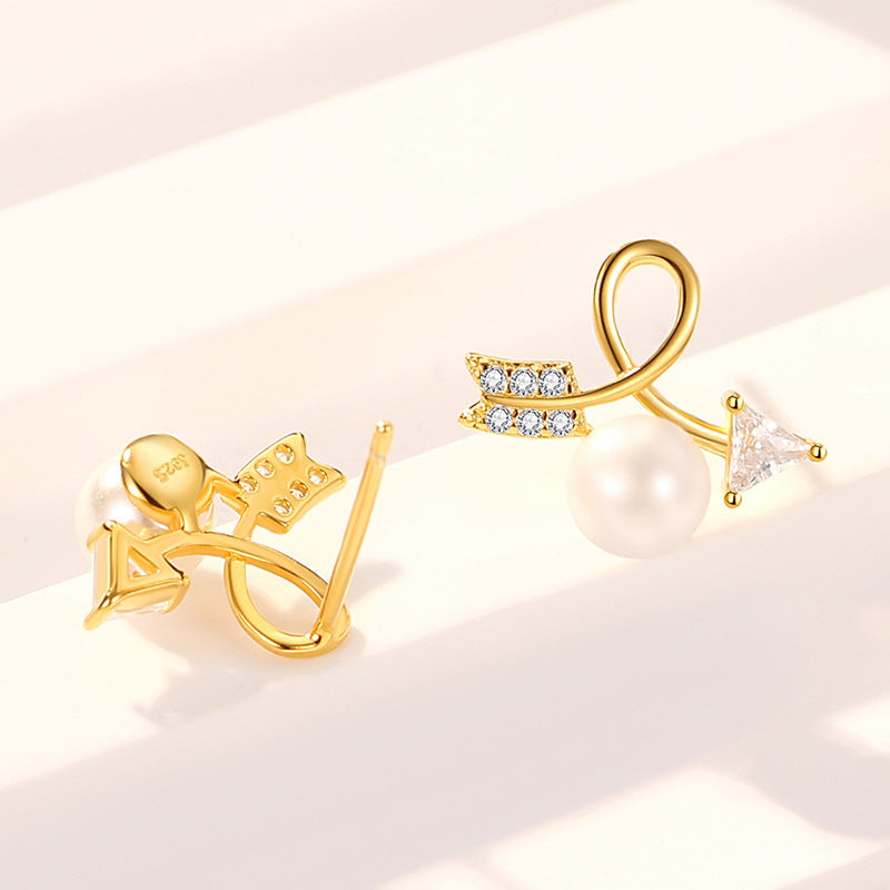 Arrow Pearl Earrings Stud