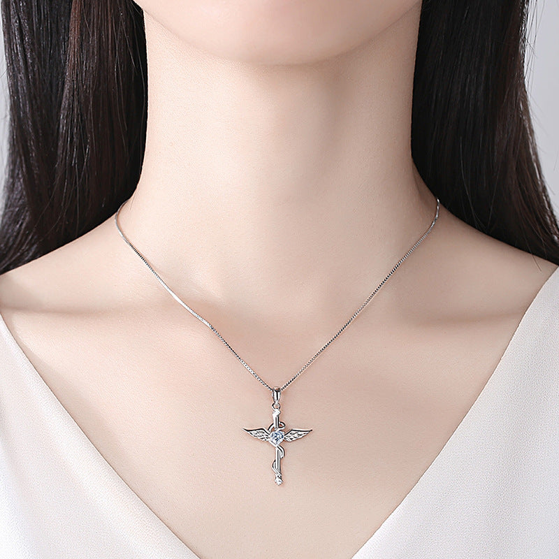 Angel Snake Cross Necklace
