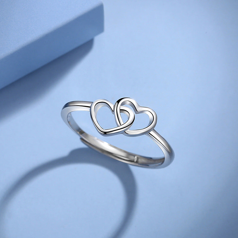 Adjustable Double Heart Ring