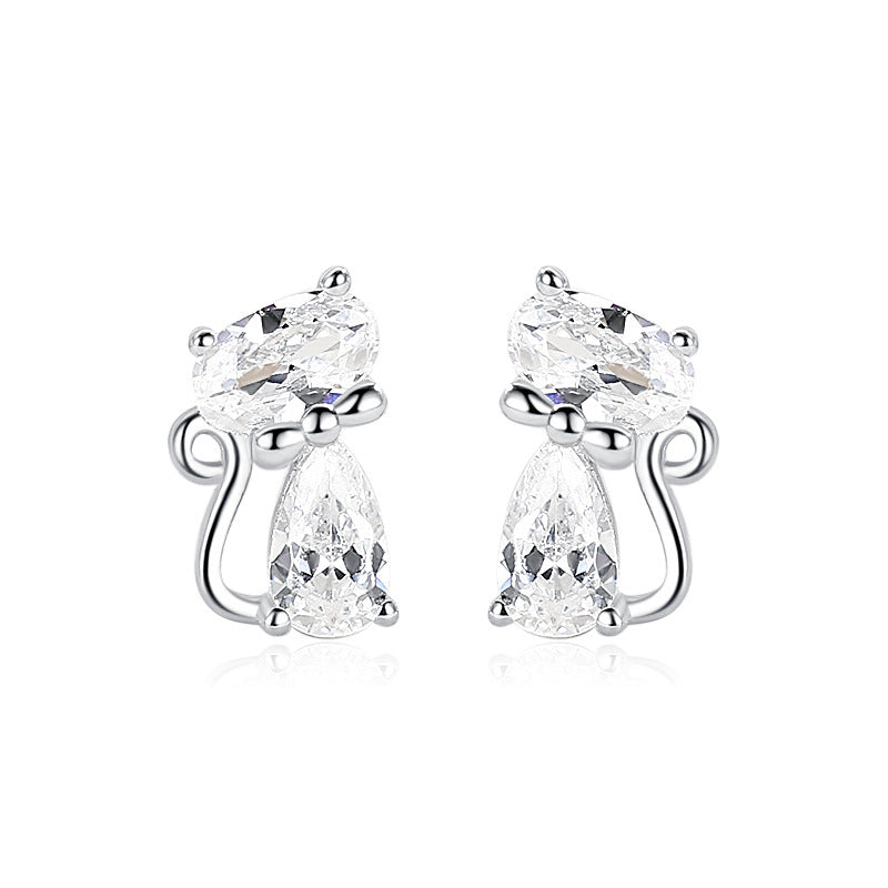 Cat Crystal Stud Earrings