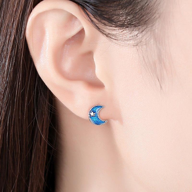 Star Moon Stud Earrings