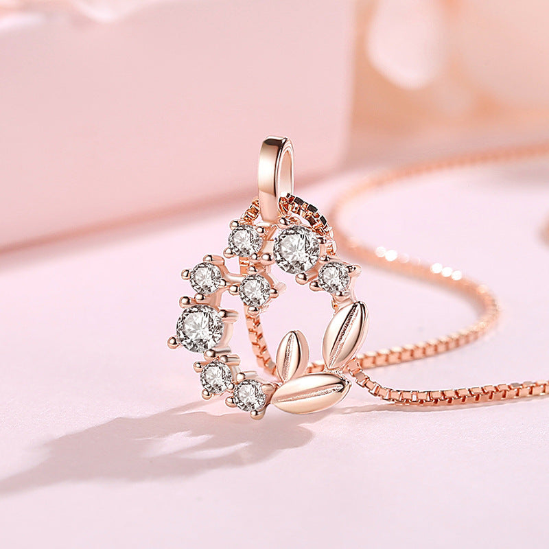 Leaf Flower Necklace Silver