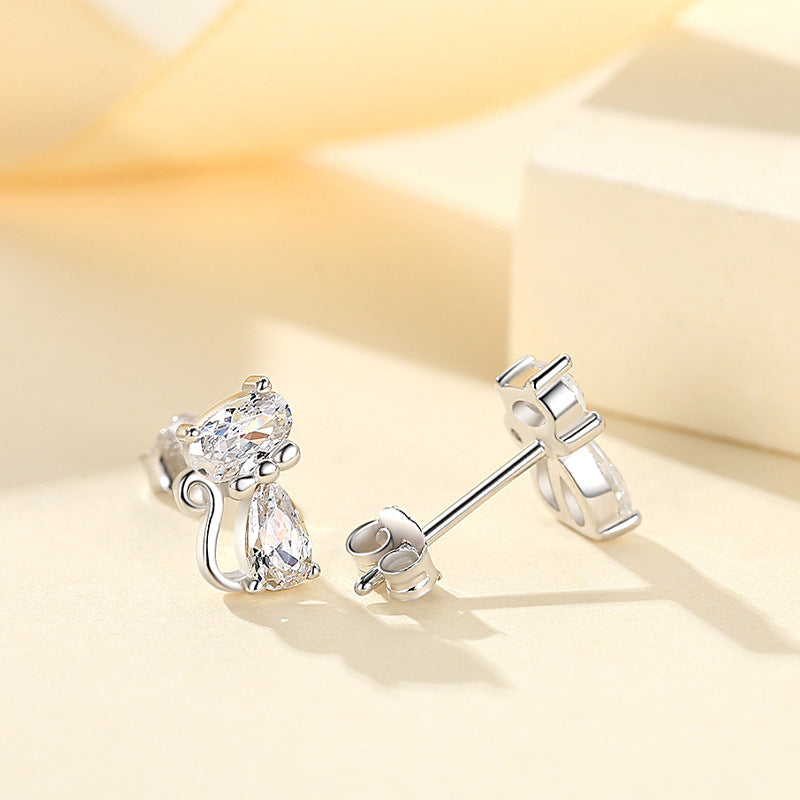 Cat Crystal Stud Earrings