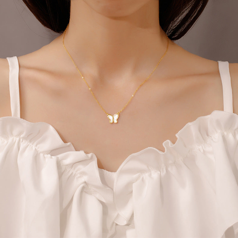 Butterfly Necklace Silver Gold Plated