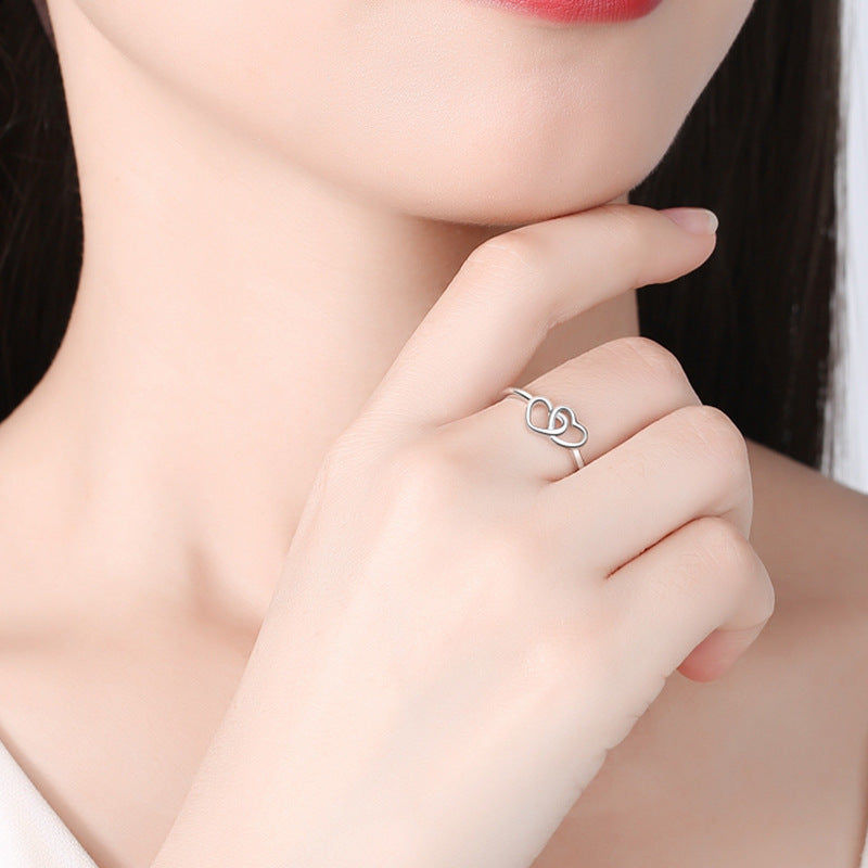 Adjustable Double Heart Ring