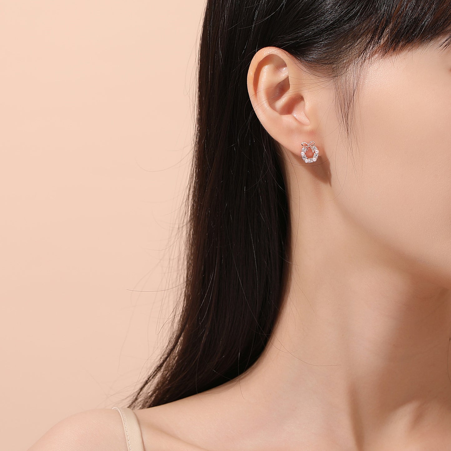 Pearl Bow Stud Earrings