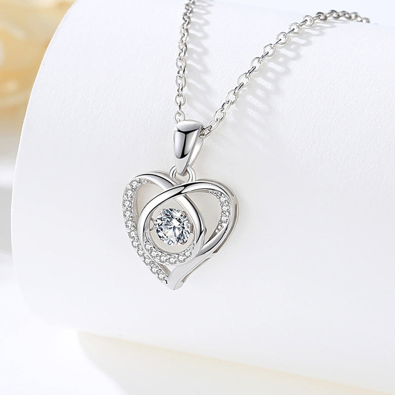 Dancing stone heart necklace sterling silver