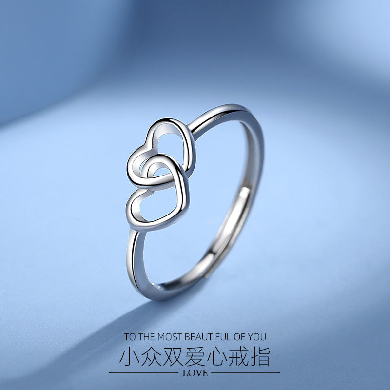 Adjustable Double Heart Ring