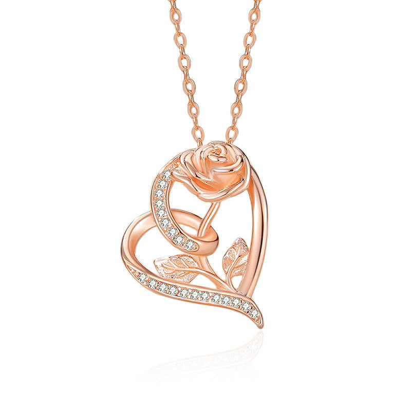 Rose Flower Heart Necklace