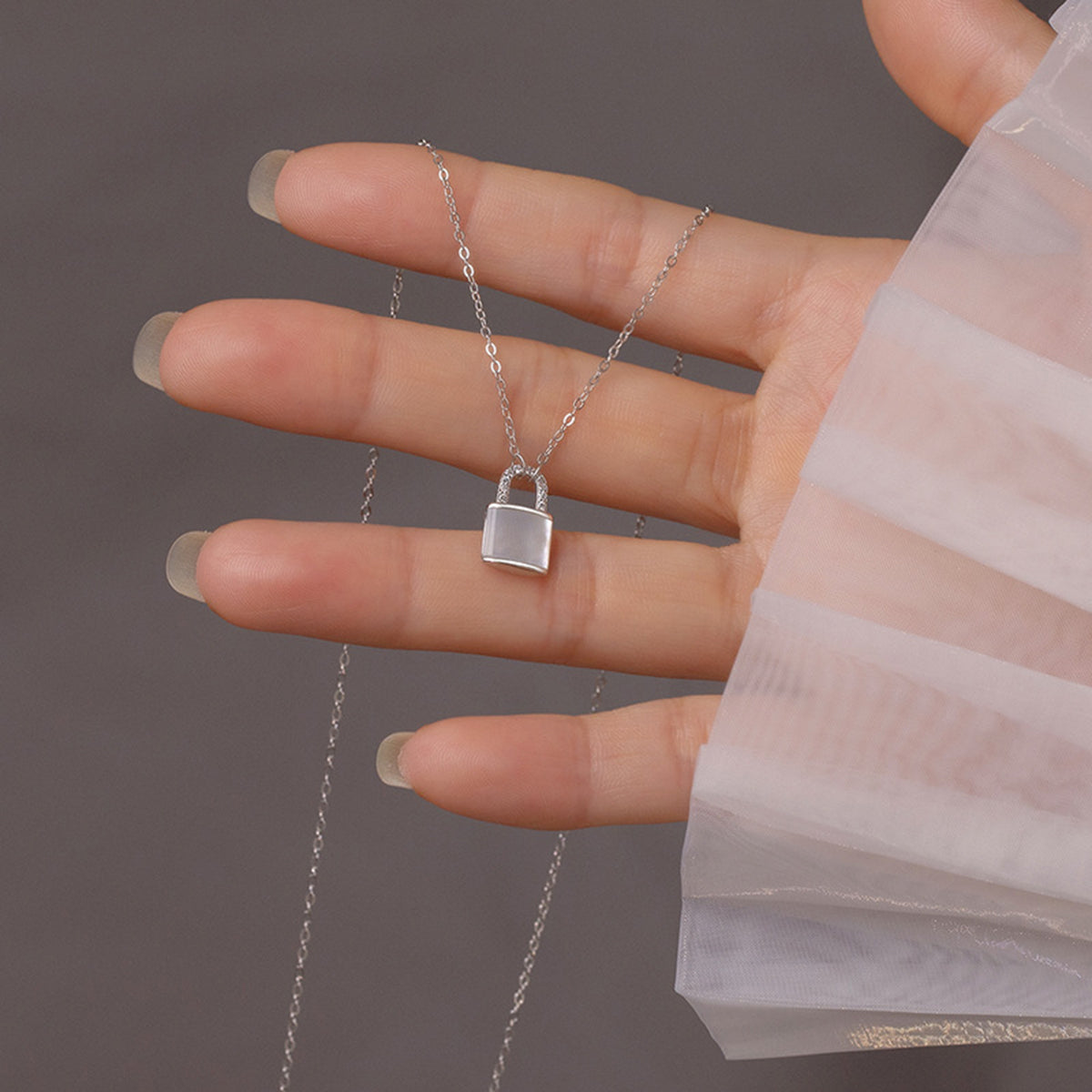 MOOSKI Padlock Necklace 925 Sterling Silver