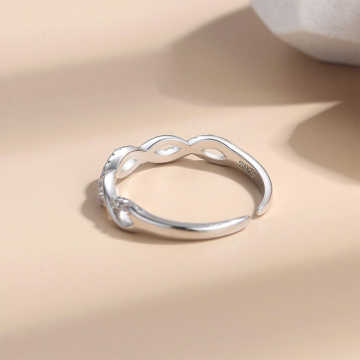 MOOSKI 925 Sterling Silver Infinity Eternity Band Ring Adjustable