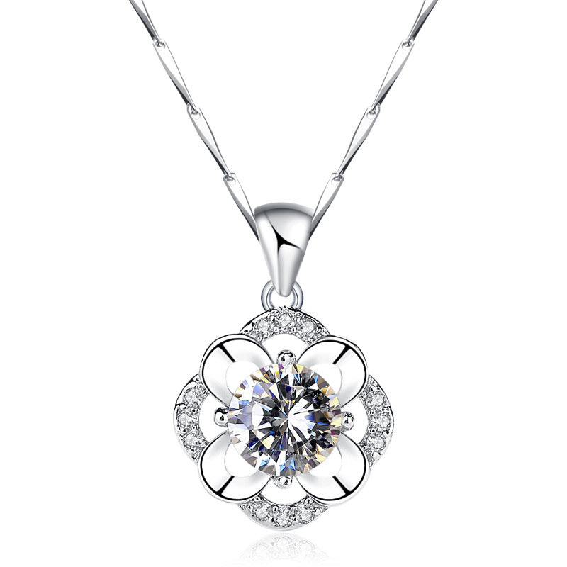 Sterling Silver 999 Lucky Four leaf clover Necklace for women