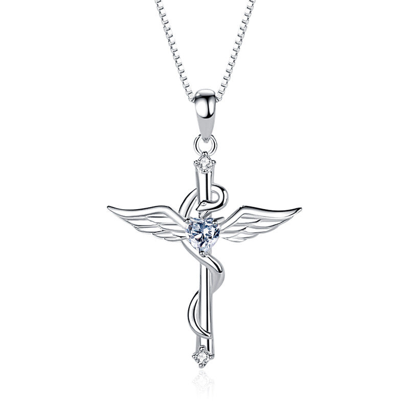 Angel Snake Cross Necklace