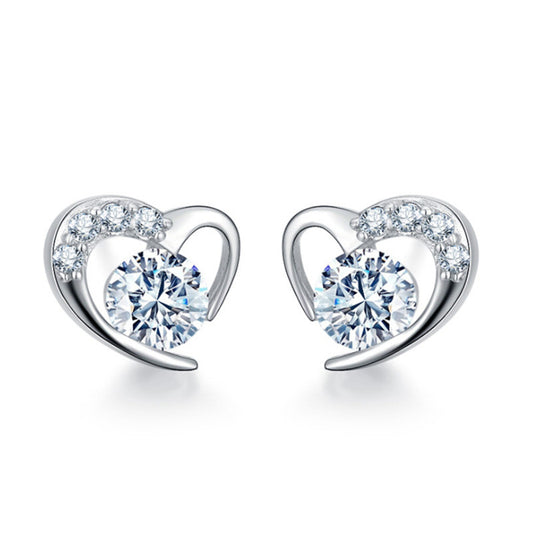 Heart Stud Earrings 925 Sterling Silver