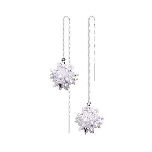 Iced Flower Dangle Drop Earrings