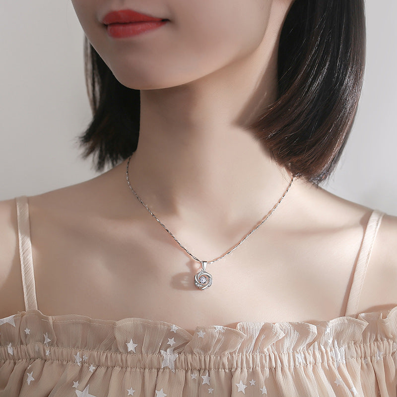 Sterling Silver Women Flower Necklace